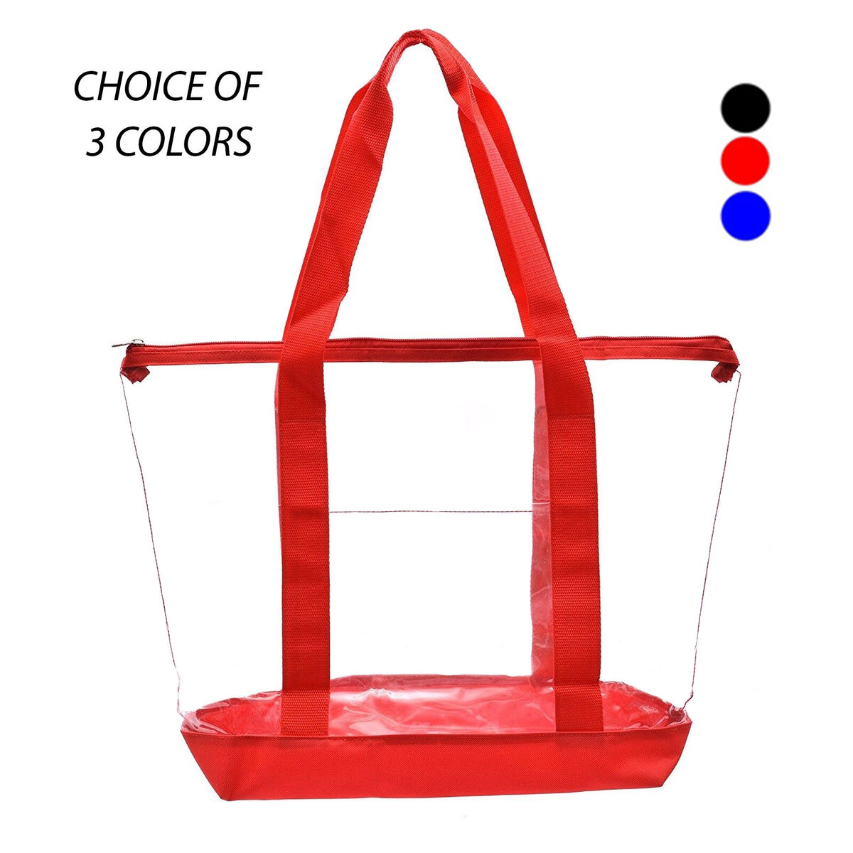 Clear Pvc Tote Bag w/Side Pocket & Zipper - Shopping, Gym, Work, Stadium  Event