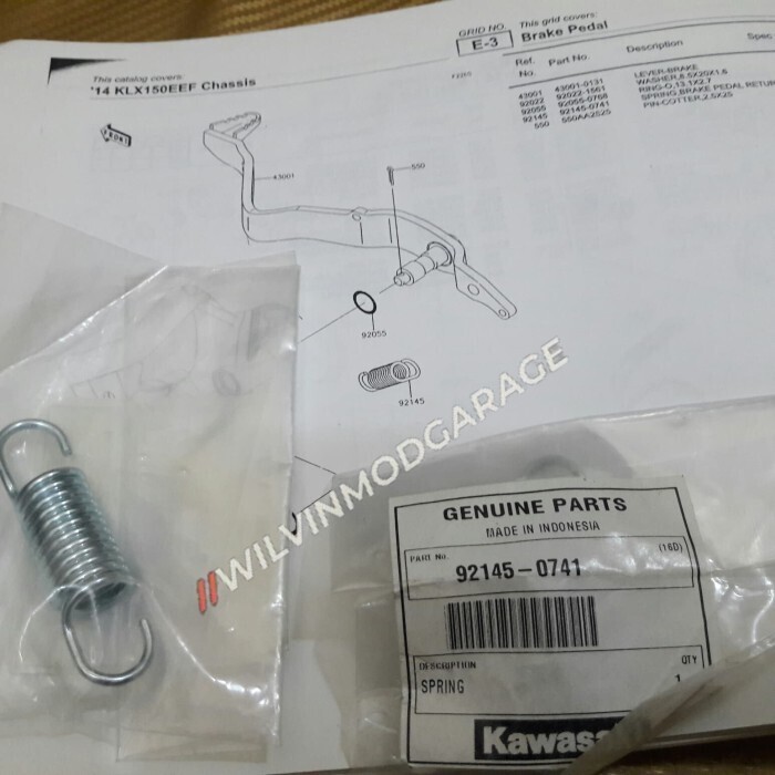松41 Genuine Brake Pedal Spring Kawasaki KLX D-Tracker Universal
