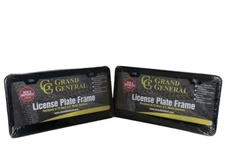 Grand General 60439 Matte Black Powder Coated License Frame w/ 2 Holes (2/set)