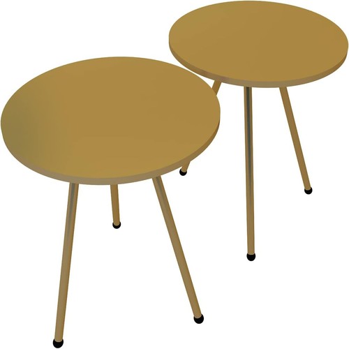 Set of 2 END Tables Marble Look Wood Round Sofa Side Table for Small Spaces - Picture 38 of 73
