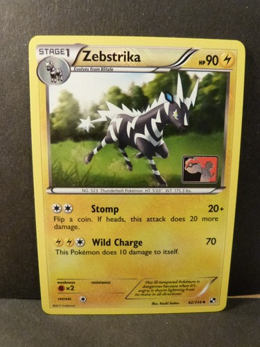 Pokemon Promo Card : Zebstrika 42/114 (Play Logo) (Black & White Base Set) - Picture 2 of 6