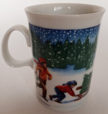 Dunoon Mug Christmas Theme Snowman And Children Getting A Tree