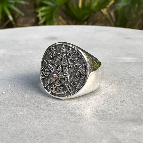 Handcrafted 925 Sterling Silver Tetragrammaton YHVH Jewish Hebrew God Ring - Picture 2 of 5