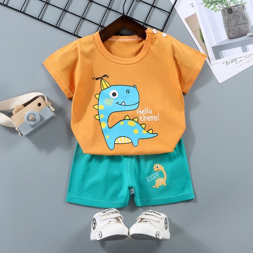 Boys Girls Kids Baby Toddlers Summer Soft Short Sleeve Tank Top and Shorts Set - Picture 3 of 11