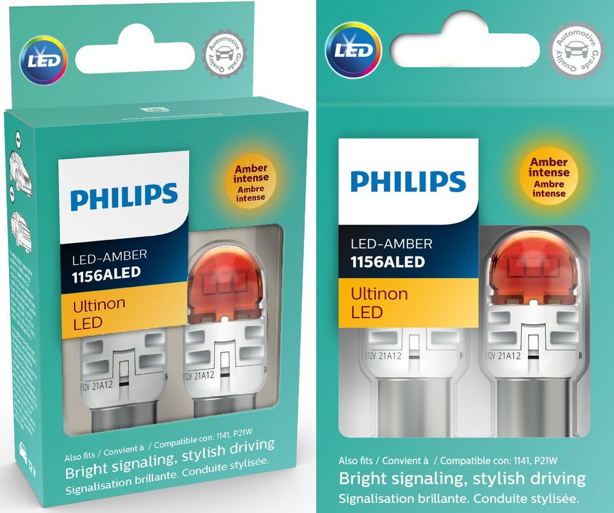 Philips Ultinon LED Light 1156 Amber Orange Two Bulbs Front Turn Signal Upgrade