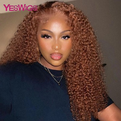 Kinky Curly Chocolate Brown Lace Front Human Hair Wig PrePlucked HD Wig Glueless