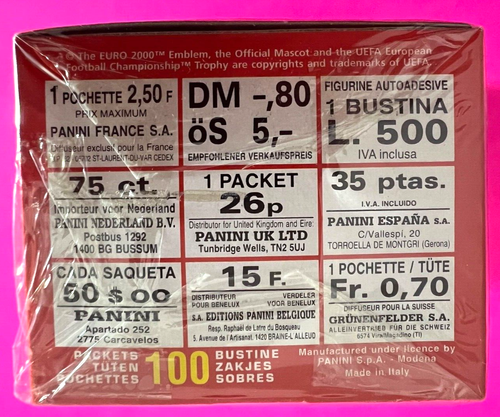 Panini Euro 2000 Factory Sealed Box 100 Pacchetti Bustine Rare Edizione Europa - Foto 6 di 7