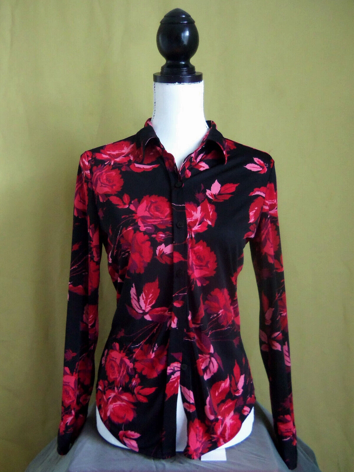 Vintage Y2K Express women's floral print shirt, s… - image 1