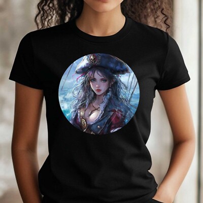 Women's Anime Pirate Print Cotton T-Shirt Size S to 3XL