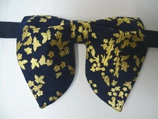 Handmade Oversized Bow tie Vintage style 70`s Navy/Gold Wedding Gift 4 Him