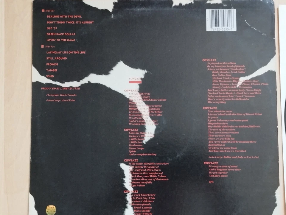 Vinyle JERRY JEFF WALKER COW JAZZ LP 1982 MCA 5355 - Photo 4/4