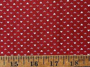 Vintage Cotton Fabric PINK FLORAL HEARTS ON BLUE 1 Yd /44" Vintage Cotton Fabric PINK FLORAL HEARTS ON BLUE 1 Yd /44"
