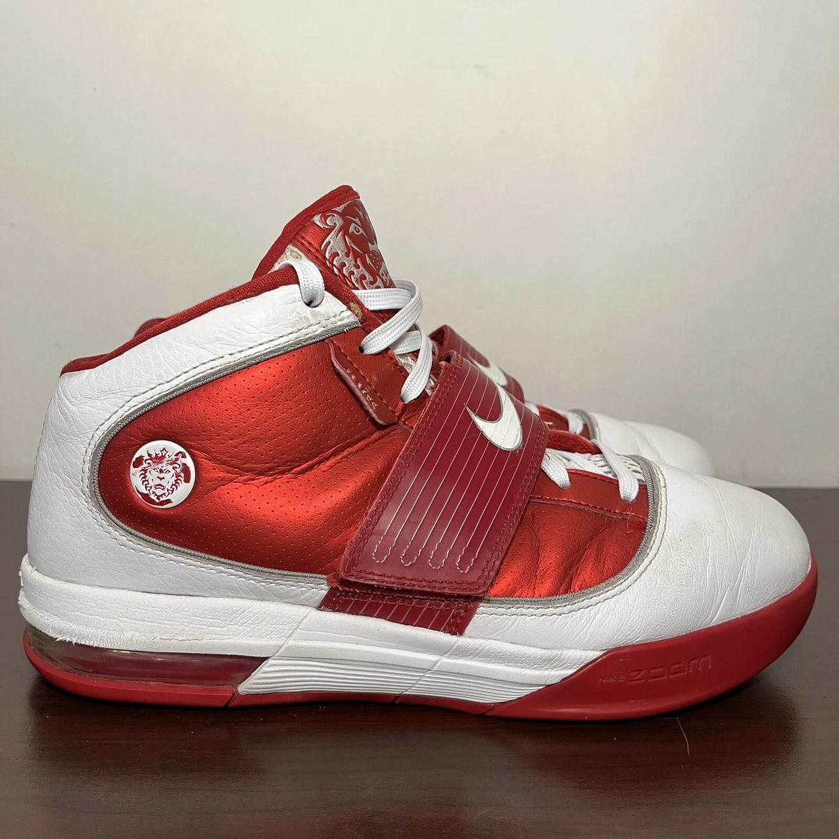 Size 8 Men s Nike Lebron Soldier IV Red White Basketball Shoes Mid Top