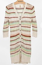 Urban Outfitters Buckle BKE Open Weave Stripe Button Down Cardigan Sweater Small