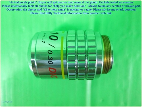 NIKON Plan 10/0.30 DIC, Objective Lens as photo, sn:0221, For part not working. - Picture 7 of 12