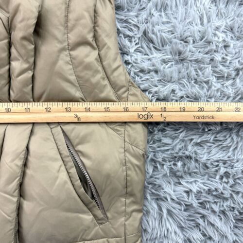 BCBG Maxazria Down Vest Womens S Khaki Asymmetrical Full Zip Pockets Outdoor - Picture 4 of 13