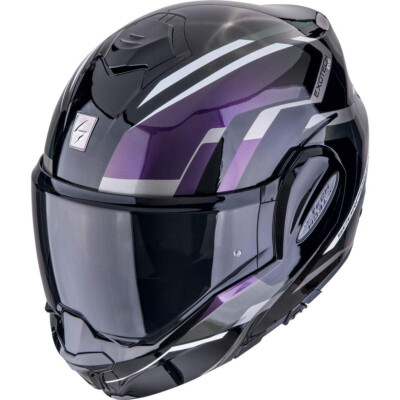 SCORPION Klapphelm EXO-TECH EVO FURIO Schwarz Chamäleon Flip-Back Gr. M 57/58