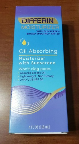 Crema hidratante absorbente de aceite Differin con protector solar amplio espectro FPS 30 4 OZ.
