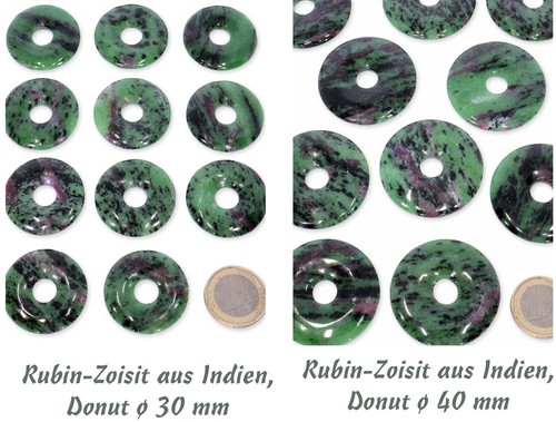 1 x Donut Disc Anhänger Edelstein Echtstein nach Wahl, mit / ohne Lederband - Bild 86 von 98