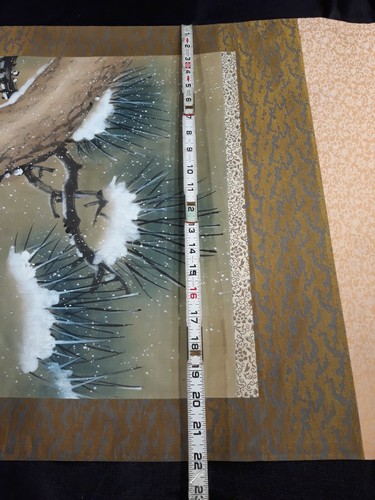 Large Asian Hanging Scroll Landscaping Painting Art on Silk Birds Signed 22"x69" - Picture 7 of 9