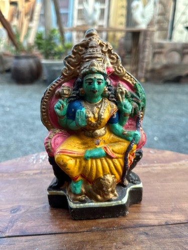 1890's Old Original Ancient Terracotta Painted Golu Doll Goddess Laxmi ji Figure - Picture 4 of 9