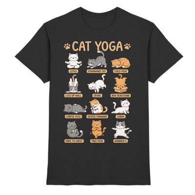 Cat Yoga T-Shirt | Kawaii Katze Yoga Posen | Lotus Downward Cat Geschenk