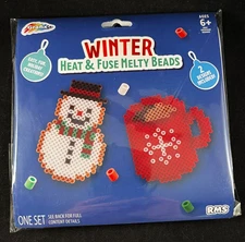 Winter - Snowman & Hot Coco - Heat & Fuse Melty Beads - Craft Art Kit -2 Designs