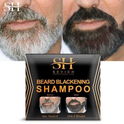 Men Black Beard Simple Hair Dye Color Shampoo Permanent Darkening Hair Coloring
