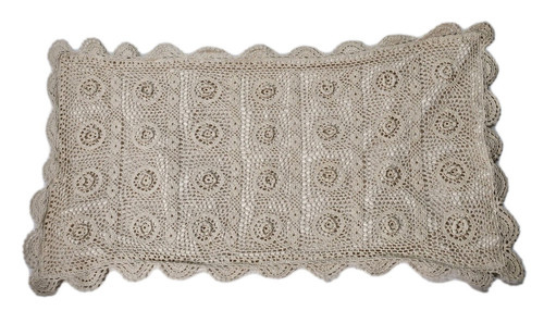 Almohada King Intrincada Crudo Crochet Encaje Falsa 100% Algodón Boho Cottage Chic 36x20 - Imagen 1 de 3