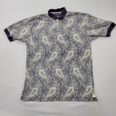 GANT Men s M Paisley Polo Shirt Purple Collar Retro Mod Preppy Cotton Casual Fit