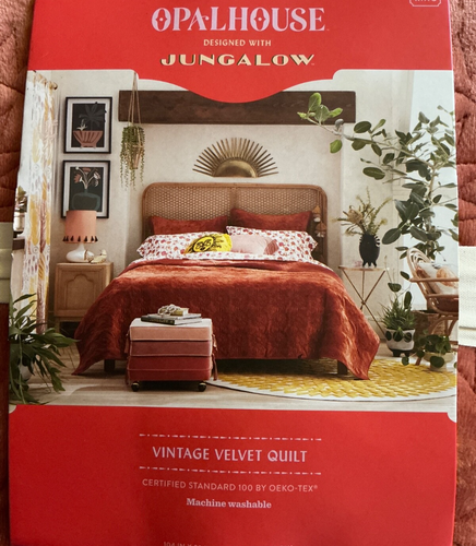 Trapunta vintage in velluto cucita al sole QUEEN 92x88 ruggine corallo di Opalhouse Jungalow - Foto 4 di 11