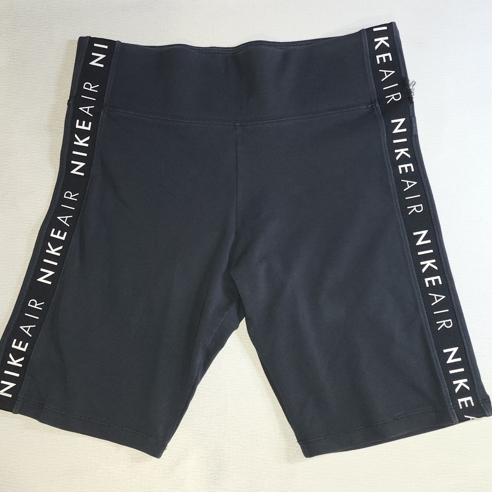 Nike Air Bike Shorts Black High-Waist Logo Waistband AU [SIZE] Gym Y2K