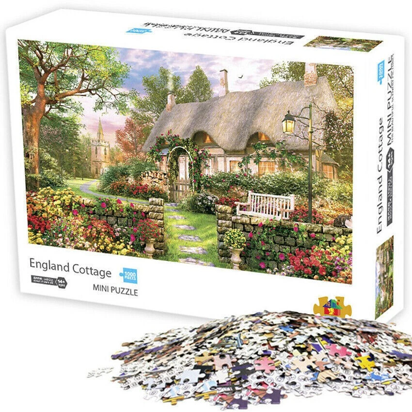 Jigsaw Puzzle Toy 1000 piece For Adults Fun Games England Cottage DIY Puzzles - Image 4 of 4