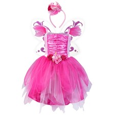 DJDLPARTY Girls Green Princess Flower Fairy Tutu Dress Costume with Headband Win