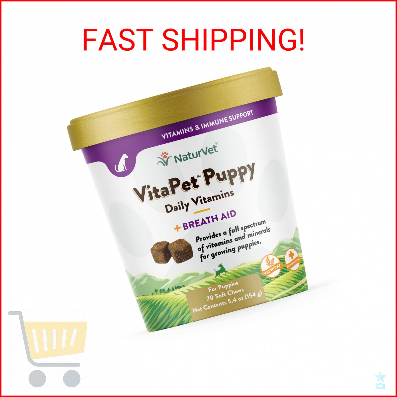 NaturVet &ndash; VitaPet Puppy Daily Vitamins for Dogs &ndash; Plus Breath Aid &ndash; Specificall