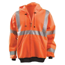 Occunomix Lux-Hzswt-O4x Unisex Hooded Sweatshirt, Polyester, Zipper, Orange, 4Xl