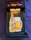 Vintage Miller High Life Beer Plastic Lighted Sign Welcome to Miller Time Mirror