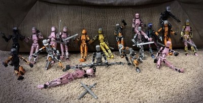 Dummy 13 set Of 4 With Weapons3D Printed Action Figure Articulated Mannequin Toy