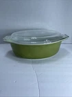 VINTAGE PYREX #045 MCM  2.5QT OVAL AVOCADO CASSEROLE DISH WITH LID