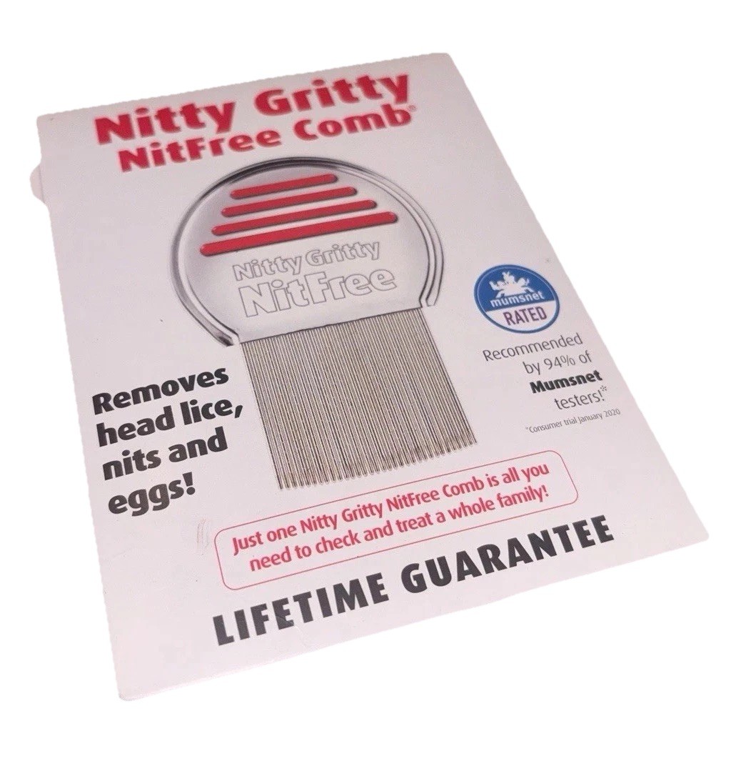 Nitty Gritty Nitfree Comb Removes head lice nits & eggs Mumsnet Rated Free pp