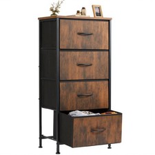 4 Drawer Dresser, Fabric Storage Tower Organizer with Sturdy Steel Frame and ...