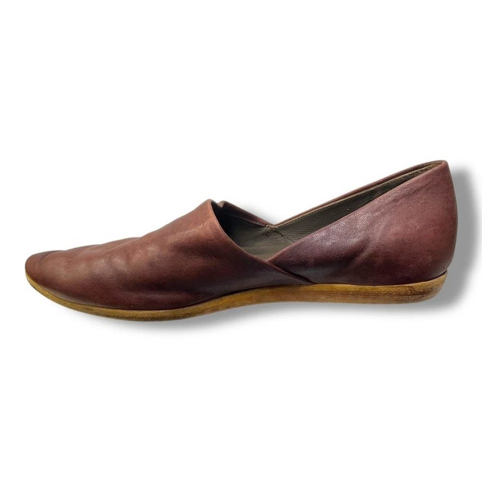 👠 Zapatos planos de cuero Coclico Borgoña para mujer 8 – Minimalistas de lujo sin cordones Foto 4 de 4