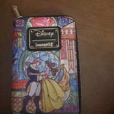 Disneys Beauty And The Beast Belle Dancing Stain Glass Scene Wallet By Loungefly