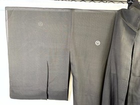 Vintage Japanese Silk Sheer Kimono Black Summer Kurotomesode Crest Floral