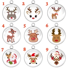Christmas Reindeer Glass Cabochon Charms