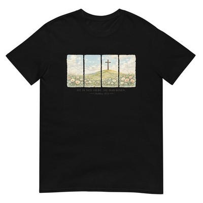 He Is Risen Christian Wildflower Easter Black  T-Shirt