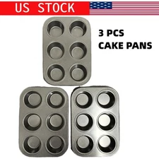 Set Of 3 PCS Cooking Concepts 6 Cups Tin Muffin Pan Cake Pans Kitchen Baking US