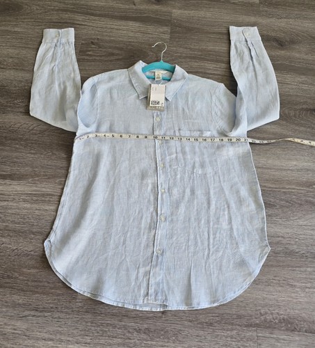 H&M Women's Blue Button Down 100% Linen Shirt. Size M. - Picture 9 of 15