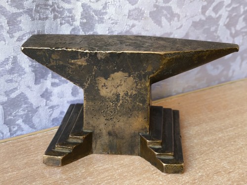 RARE RETRO ANTIQUE VINTAGE Collectible Bronze Anvil Miniature blacksmithing - Picture 12 of 21