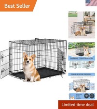 Safe  Stylish 30-Inch Folding Metal Dog Crate - Ideal for Medium Breeds